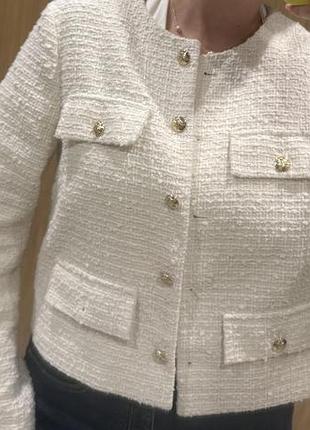 Піджак жіночий h&m premium білий твід