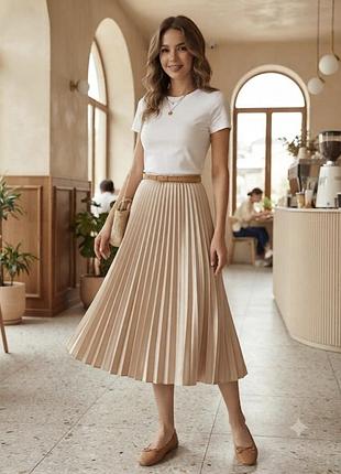 Плиссерованная юбка атласная h&m