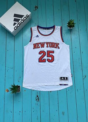 Баскетбольна майка adidas nba new york knicks rose 25,  розмір m-l, вінтажний джерсі adidas nba, баскетбольна майка adidas new york knicks rose 25