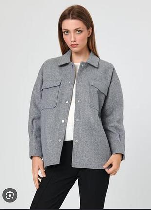 Сіра жіноча куртка-сорочка,жакет) primark l,xl  ,сорочка тепла жіноча,стильна оверсайз