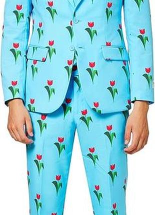 Чоловічий костюм opposuits tulips from amsterdam блакитний з квітковим принтом eu 50 / l