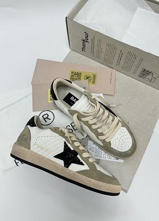 Жіночі сірі кросівки кеди golden goose super-star білі з чорною зіркою голден-гус 39
