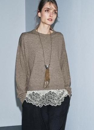 Свитер с кружевом zara р. l/40/12 - подойдет также на р. xl/42/14