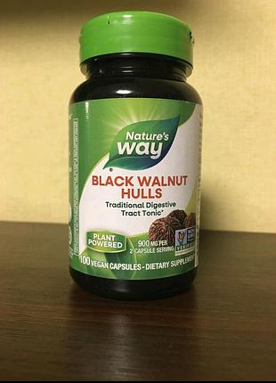 Біологічно активні речовини nature's way black walnut hulls 900 мг 100 веганських капсул