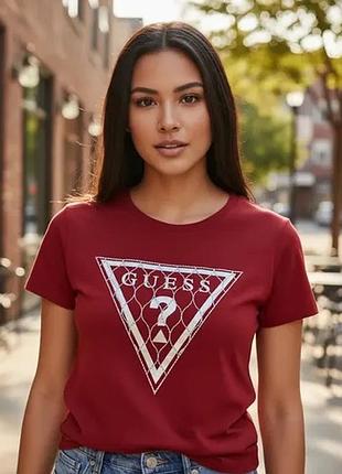 Бордова футболка guess оригінал з трикутником
