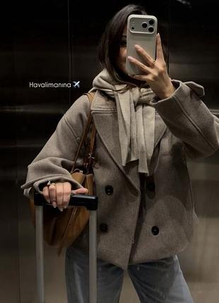 Двобортне полупальто zara 3