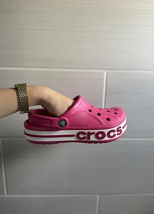 Сабо жіночі crocs рожеві на платформі