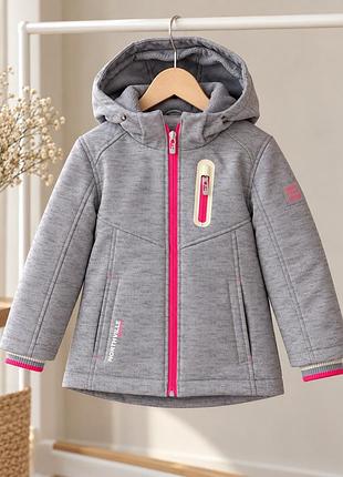 Куртка northville софтшелл демісезонна для дівчинки 104 см, softshell, сіра