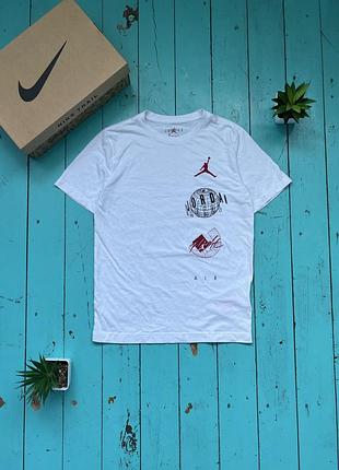 Футболка air jordan, розмір підлітковий l, на 12-13 років, 147 — 163 см, біла футболка jordan, біла футболка nike jordan