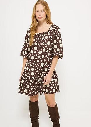 Платье george (asda) в коричневом цвете с большим белым горошком