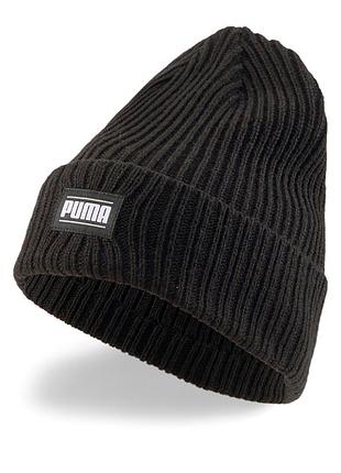 Шапка puma ribbed classic cuff beanie чорна 02403801