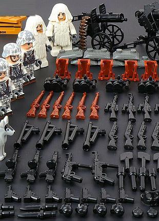 Набор фигурок в зимнем камуфляже с оружием и артиллерией «снежный фронт» ❄️⚔️ для фигурок лего lego