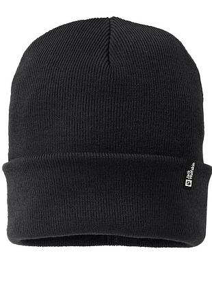 Шапка унісекс jack wolfskin rib beanie чорна