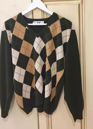 Свитер из шерсти брендовый pringle of scotland the queen manufacture beige khaki green оригинал.