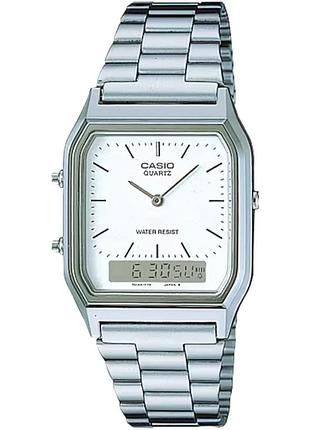 Часы унисекс casio aq-230a-7d стальной браслет белый циферблат