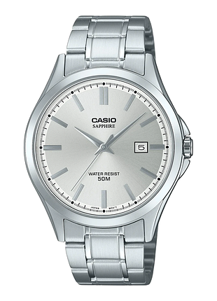 Мужские часы casio mts-115d-7a стальной браслет белый циферблат