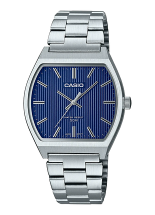 Мужские часы casio mtp-b140d-2a стальной браслет синий циферблат
