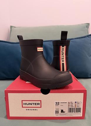 Гумові чоботи дитячі унісекс hunter чорні, розмір 32, довжина устілки 21 см