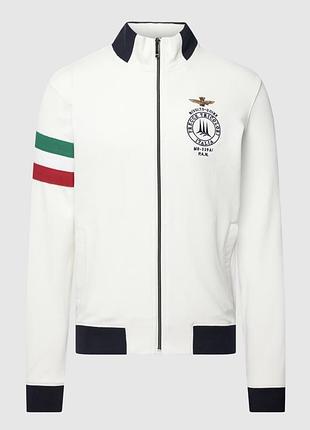Білий світшот на блискавці від aeronautica militare з емблемою frecce tricolori