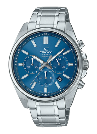 Чоловічий годинник casio edifice efv-650d-2a сталевий браслет синій циферблат