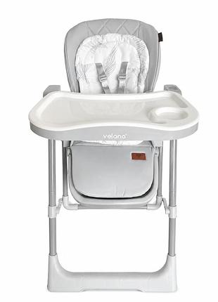 Стілець дитячий для годування 2 в 1 з функцією гойдалки velano movio, light grey