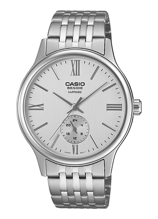 Мужские часы casio beside bms-100d-7a стальной браслет белый циферблат