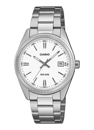 Часы унисекс casio utp-1302pd-7a стальной браслет белый циферблат