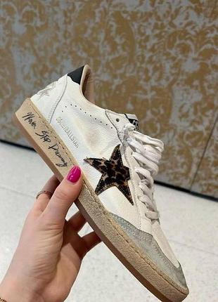 Жіночі білі кросівки кеди golden goose super-star із зіркою голден-гус леопардові 39