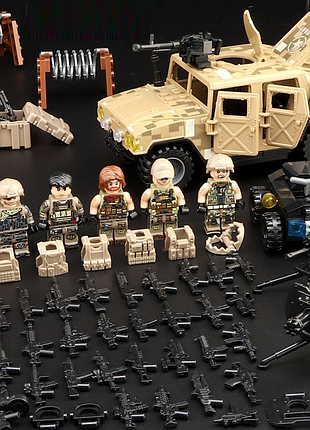 Набор фигурок спецназа с техникой, бронежилетами и оружием для лего lego