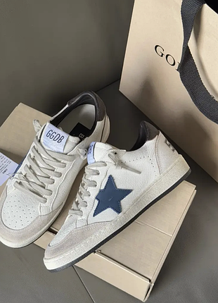 Жіночі білі кросівки кеди golden goose superstar з чорною зіркою шкіряні ggdb голден гусс