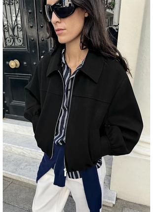 Куртка жіноча zara бомбер чорна 3