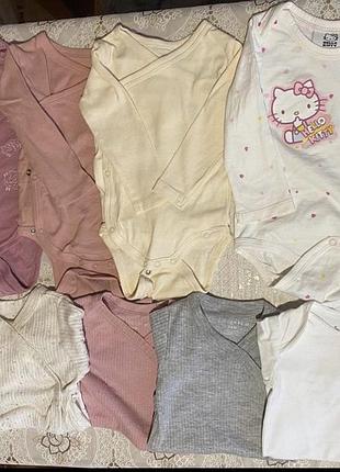 Боді для дівчаток, 8 шт, розміри 62-68 та 74, з довгим рукавом