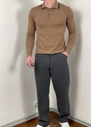 1368/ кавовий легкий джемпер h&m на ґудзиках, ейчендем, коричневий, поло довгий рукав