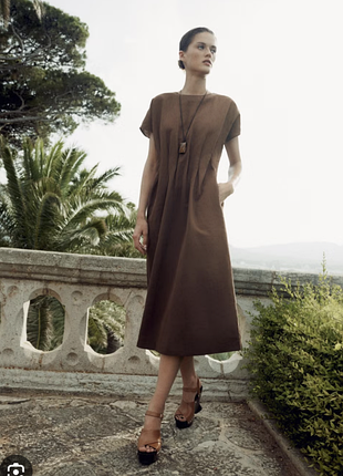 Сукня жіноча zara міді коричнева