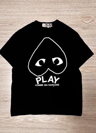 Футболка чоловіча comme des garçons play чорна з принтом серце