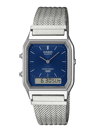 Часы унисекс casio aq-230em-2a стальной браслет синий циферблат
