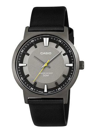 Чоловічий годинник casio mtp-b220bl-1a шкіряний ремінець сірий циферблат