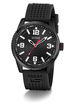 Guess gw0890g2 чоловічий годинник силіконовий ремінець чорний циферблат