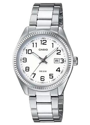 Женские часы casio ltp-1302d-7b стальной браслет белый циферблат