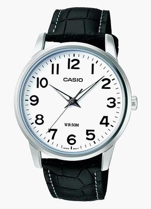 Casio mtp-1303l-7b мужские часы белый циферблат кожаный ремешок