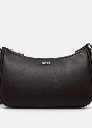 Крос-боді жіноча boss numan minibag шкіряна чорна