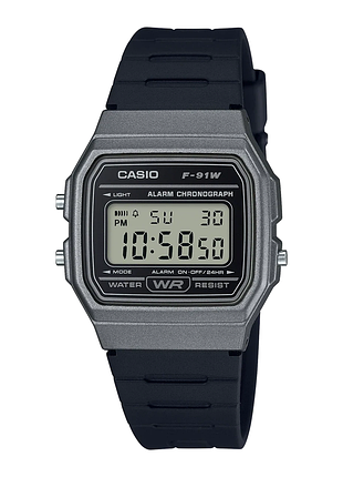Наручний годинник casio f-91wm-1b полімерний ремінець чорний дисплей