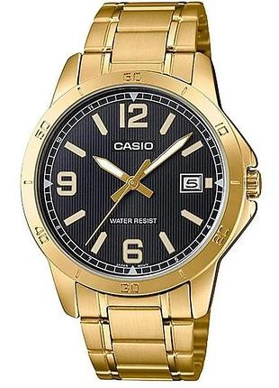 Чоловічий годинник casio mtp-v004g-1b сталевий браслет чорний циферблат