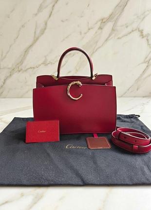 Сумка cartier panthère – міні-сумка з ручкою – вишнево-червона шкіра – нова