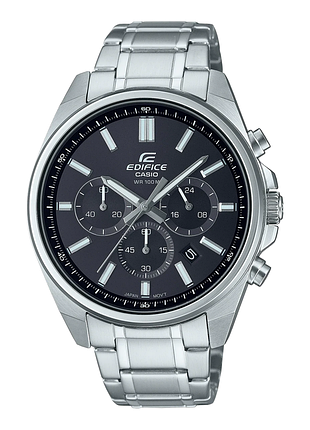 Чоловічий годинник casio edifice efv-650d-1a сталевий браслет чорний циферблат