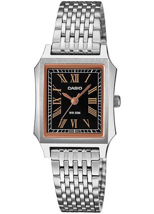 Женские часы casio ltp-b190d-1b стальной браслет чёрный циферблат