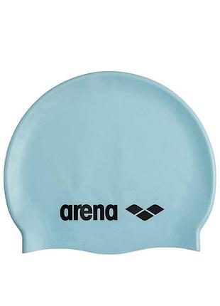 Шапочка для плавания arena classic silicone голубая