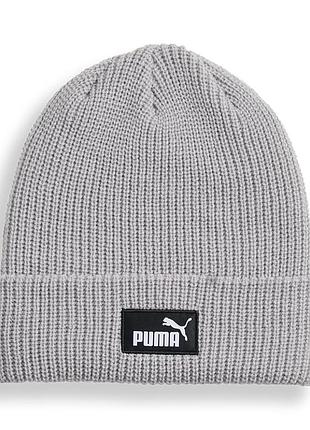 Шапка puma ess high crown beanie серая 02641002