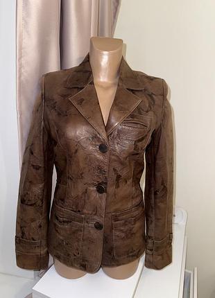 Вінтажний шкіряний піджак akçe leather (натуральна шкіра), розмір s