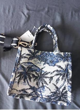 Сумка жіноча h&m міні тканинна з принтом 20x16x9 см